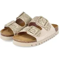 Beliana Sandales plates pour femmes , couleur beige, en cuir texturé, taille 37