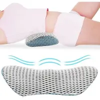 Unyqoos Coussin lomba orthopédique – Mousse à mémoire de forme (385 g), housse 3D en mesh respirante et amovible, support latéral pour le sommeil sur le côté et sur le dos, couleur bleu-gris