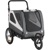 SUGIFT Remorque pour chiens, jusqu'à 45 kg, remorque vélo 2-en-1 pour petits et grands chiens, cadre pliable avec roue à fixation rapide, attache universelle pour vélo