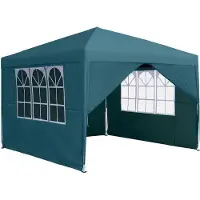OEM Grande tente de fête de 3x3 mètres avec 4 côtés, imperméable, protection UV, tissu Oxford, structure en métal, idéale pour les fêtes en jardin, le camping, de couleur vert foncé