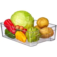 Merkloos Omgoods - Organisateur de réfrigérateur transparent avec poignées, dimensions : 9 x 21,5 x 32 cm