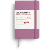 Leuchtturm Calendrier hebdomadaire pour 2027, format mini (A7) - en anglais, couleur rose poudré, couverture rigide