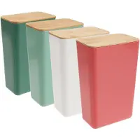 Merkloos Omgoods - Coffret de 4 boîtes de rangement avec couvercle en bambou