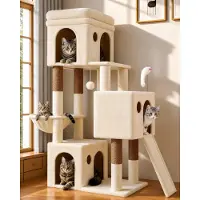 Merkloos Arbre à chat pour 2 à 4 chats, avec des espaces de repos spacieux et des jouets