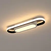 Riserva Plafonnier LED , 30W, rectangulaire, lumière blanche chaude 3000K, 40cm – 30W, blanc et noir, 40 X 12 Cm, 3000 K
