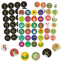 Sonstiges 3 calendriers de l'Avent avec 24 autocollants numérotés, de forme ronde et d'environ 45 mm de diamètre, décorés de motifs de Noël