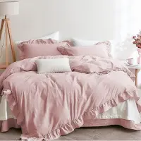 Sonstiges Jeu de couette à volants, 200x220 cm, rose, 100% microfibre, OEKO-TEX