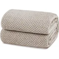Merkloos Couverture polaire pour canapé, motif nid d'abeille, couleur camel, dimensions 130x170 cm
