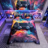Merkloos Omgoods - Housse de couette pour enfant, motif gamer, taille simple - Couverture colorée pour enfants