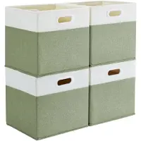 Merkloos Elzusha - Coffret de 4 boîtes de rangement en lin avec poignées