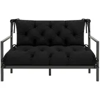 VBChome Banc d'extérieur, 150 cm, avec dossier, rembourrage en polyester et granules de mousse, toucher doux, facile d'entretien (noir, 150 x 90 x 10 cm)
