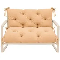 VBChome Banc , dimensions 120 cm, avec dossier, rembourrage en polyester et granules de mousse, toucher doux, facile d'entretien (beige, 120 x 90 x 10 cm)