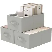 Merkloos Lot de 3 boîtes de rangement - Paniers de rangement - Boîtes de rangement avec poignées - En feutre - 33 x 23 x 14 cm - Pliables - Écologiques