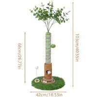StarTech.com Katzenbaum - Griffoir - 2 niveaux - Bois - Corde en sisal - Trou pour rongeurs - Balles suspendues - Arbre à chat - Modèle A