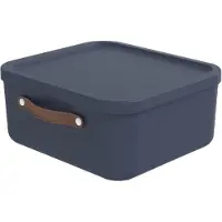 Rotho Boîte de rangement Maloja, 20 litres, avec couvercle, empilable, en plastique, de couleur bleue