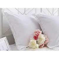 Sonstiges Housses de coussin en dentelle crochetée, coton, blanc, lot de 2, 50x75 cm
