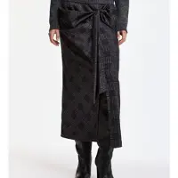 Essentiel Antwerp pour femme. KARM Jupe midi drapée Karm noir (34), Casuel, Coton, Classique