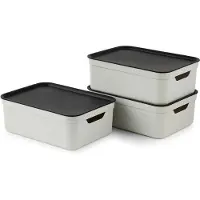 Merkloos Lot de 3 boîtes de rangement décoratives de 10 litres avec couvercle
