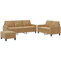 vidaXL Ensemble de canapés 3 pièces avec coussins Marron Velours
