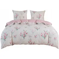 Cotton World Coton world Parure de lit satin de coton 220x200 tulipes crème