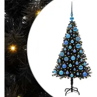 vidaXL Sapin de Noël avec 150 LED avec support Noir 120 cm PVC
