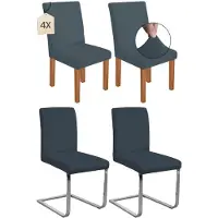 Sonstiges Housses stretch pour fauteuils à dossier arrondi, gris-bleu, lot de 4, lavables