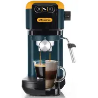 Ariete Machine à café expresso 1399 Mango Yellow, pour poudre et dosettes ESE, 1300 W, capacité 1,1 L, pression 15 bars, filtre 1, 2 tasses et dosette ESE, cappuccino, jaune