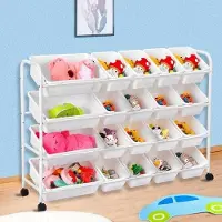 OEM Organisateur de jouets en plastique, 4 niveaux - Dimensions totales : 124 x 84 x 28 cm