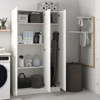 Dmora - Grande armoire multifonction Beaumont, meuble d'appoint avec 3 portes, étagère à chaussures