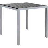 OEM Table de camping en aluminium et bois composite (WPC), dimensions 75x75 cm, couleur gris foncé, antidérapante, résistante aux intempéries