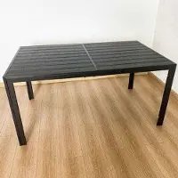 OEM Table d'extérieur en métal et en bois – Structure robuste et résistante – Dimensions : 150 x 90 cm – Conception résistante aux intempéries