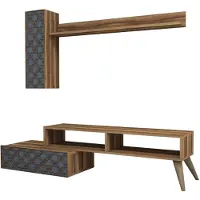Skye Decor , Planet - Walnut, Chalcedony, meuble TV, noyer, panneaux de particules 100 % mélaminés, 150 x 37,2 x 37,8 cm