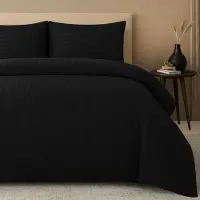 Merkloos Omgoods - Ensemble de couette king size en satin à rayures - Qualité supérieure, microfibre hypoallergénique