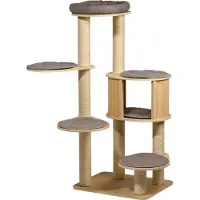 Merkloos Arbre à gratter pour chat, modèle "Großer Ella", couleur beige, en bois, dimensions : 60 x 48 x 133 cm