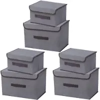 Merkloos Elzusha - Coffret de 6 boîtes de rangement pliables avec couvercle, couleur gris