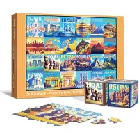 Merkloos Omgoods - Calendrier de l'Avent avec 24 mini-puzzles, contenant 1000 pièces