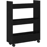 vidaXL - Étagère de rangement étroite, noire, imitation bois en panneaux de particules
