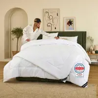 Merkloos Couverture de lit 220x240 cm, adaptée aux 4 saisons, 3 en 1, avec boutons-pression, pour chambre à coucher