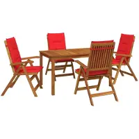 Syfax Ensemble de jardin pour repas, 5 pièces, en bois d'acacia massif