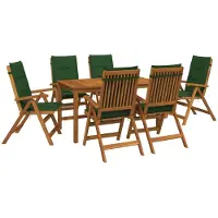 Syfax Ensemble de jardin en bois d'acacia massif, composé de 7 pièces