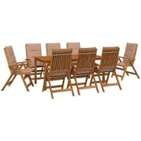 Syfax Ensemble de jardin composé de 9 pièces, pour 8 personnes, en bois d'acacia massif, finition naturelle