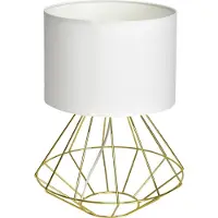 Milagro Lampe de table LUPO dorée et blanche, 1xE27x60W, abat-jour en tissu, dimensions : 40x20x20 cm, IP20,