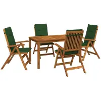 Syfax Ensemble de jardin pour repas, 5 pièces, en bois d'acacia massif