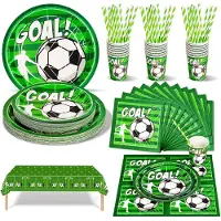 Merkloos Omgoods - Ensemble de fête d'anniversaire sur le thème du football, 126 pièces
