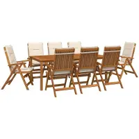 Syfax Ensemble de jardin en bois d'acacia massif, composé de 9 pièces