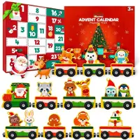 Merkloos Omgoods - Calendrier de l'Avent 2025 pour enfants - Train en bois avec des animaux pour Noël