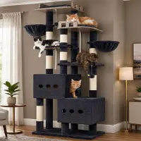 Merkloos Arbre à chat robuste avec 2 grandes niches
