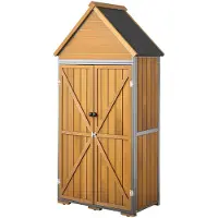 OEM Armoire Jardin en Bois et Métal 112x170 cm Meuble Rangement Extérieur