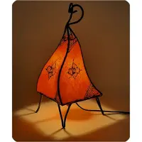 SIMANDRA Lampe orientale Lampe henné marocain en cuir Lampe de table Lampadaire Mellah Orient 35-38 cm, orange
