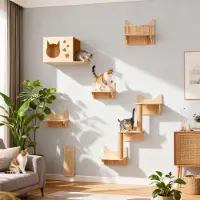 Merkloos Mur d'escalade pour chats, composée de 6 éléments